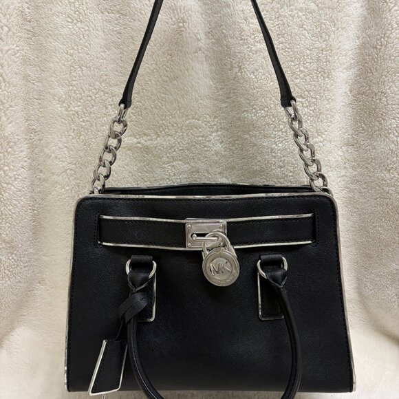 Timeless Michael Kors Hamilton Black w/Silver Trim Saffiano Leather Tote - Picture 3 of 11